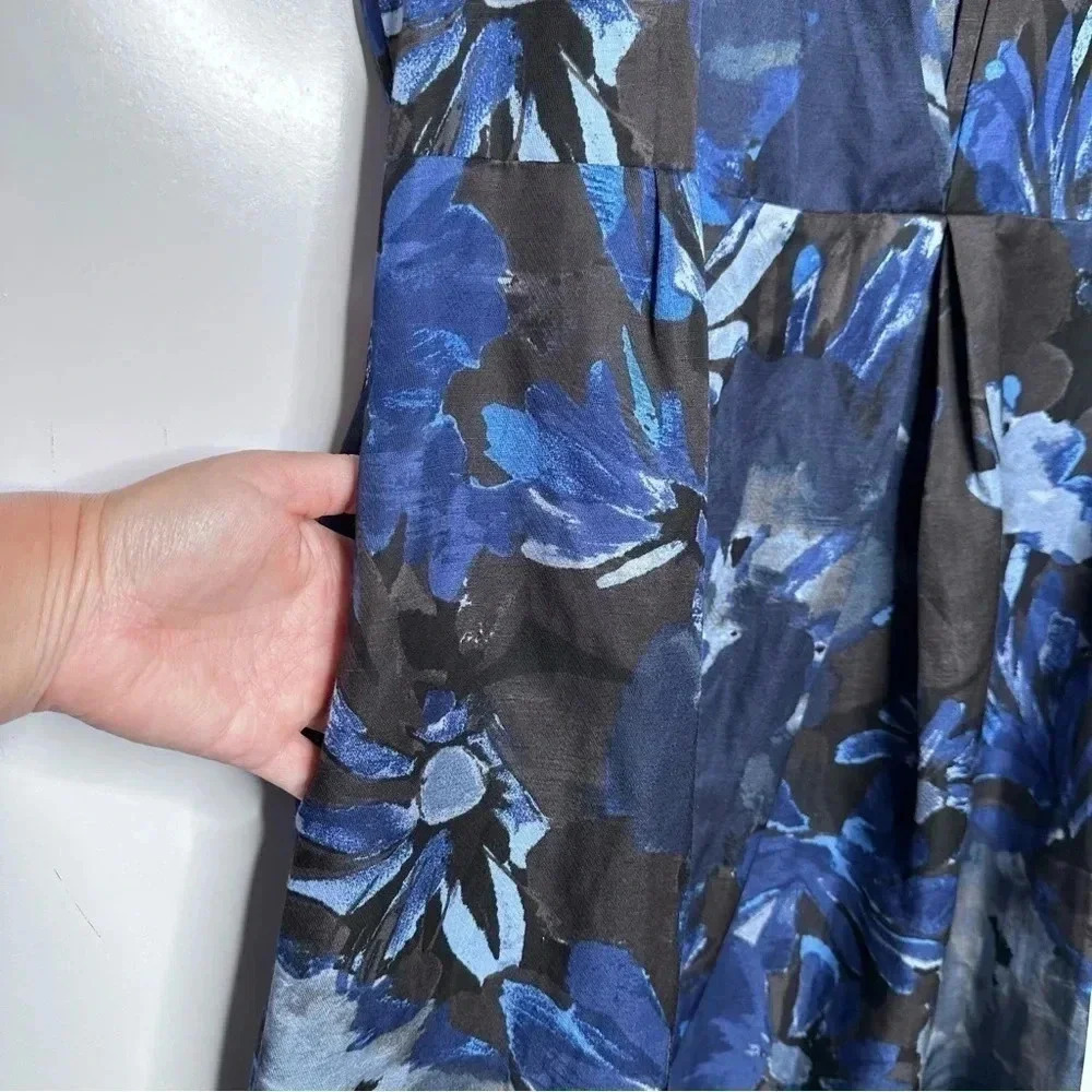 Banana Republic Mad Men Collection Blue Begonia Dress Size 4 - Picture 11 of 16